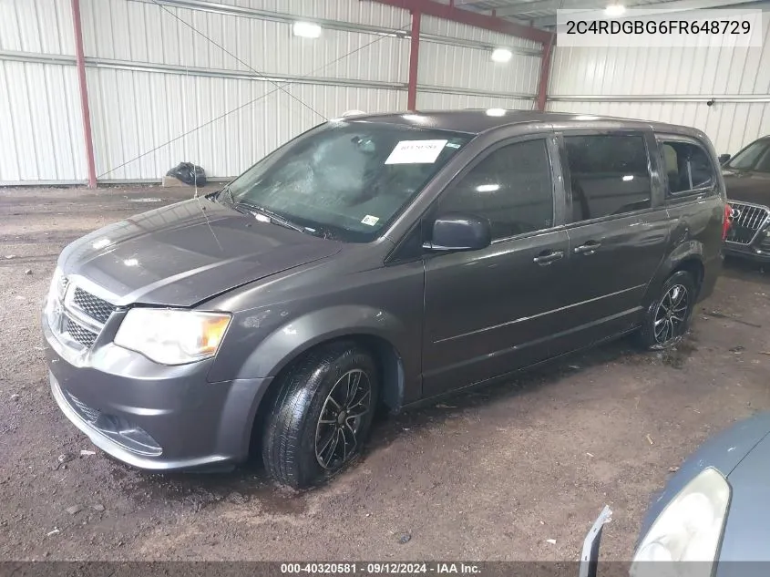 2015 Dodge Grand Caravan Se VIN: 2C4RDGBG6FR648729 Lot: 40320581