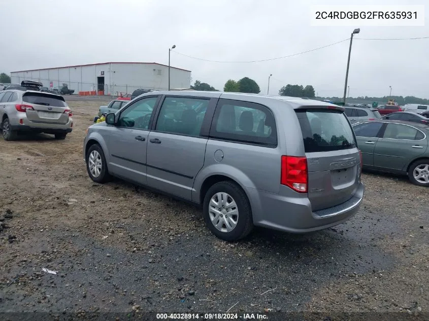 2015 Dodge Grand Caravan Se VIN: 2C4RDGBG2FR635931 Lot: 40328914