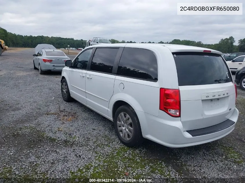 2015 Dodge Grand Caravan Se VIN: 2C4RDGBGXFR650080 Lot: 40342214