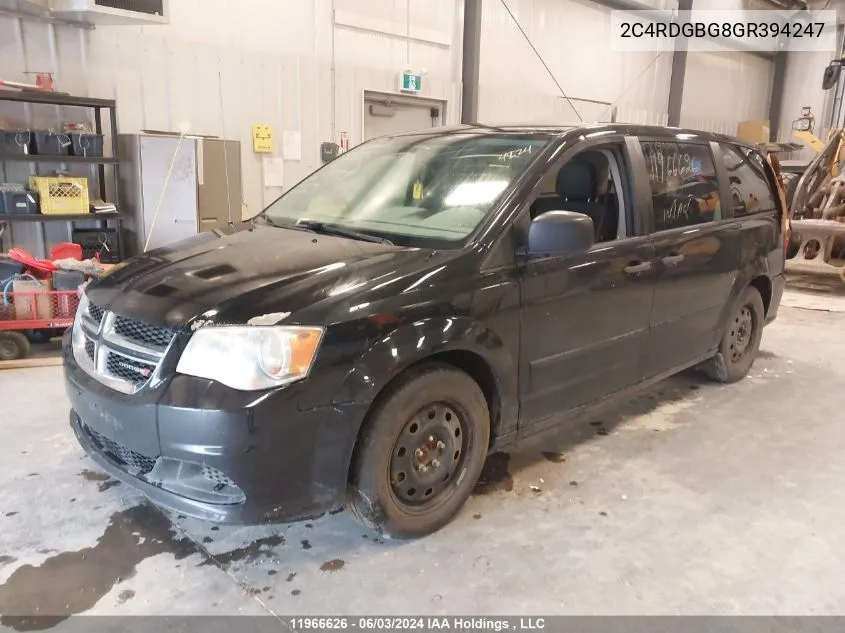 2016 Dodge Grand Caravan Se VIN: 2C4RDGBG8GR394247 Lot: 11966626