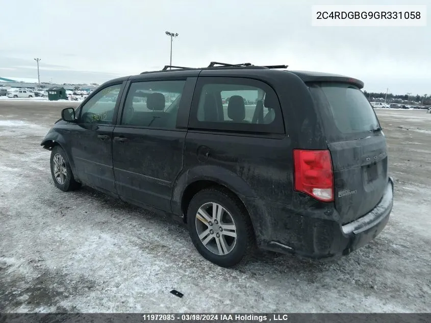 2016 Dodge Grand Caravan Se/Sxt VIN: 2C4RDGBG9GR331058 Lot: 11972085