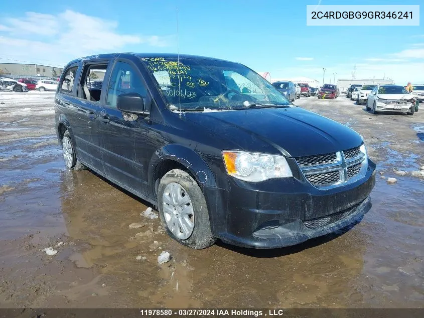 2016 Dodge Grand Caravan Se/Sxt VIN: 2C4RDGBG9GR346241 Lot: 11978580