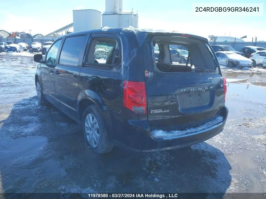 2C4RDGBG9GR346241 2016 Dodge Grand Caravan Se/Sxt