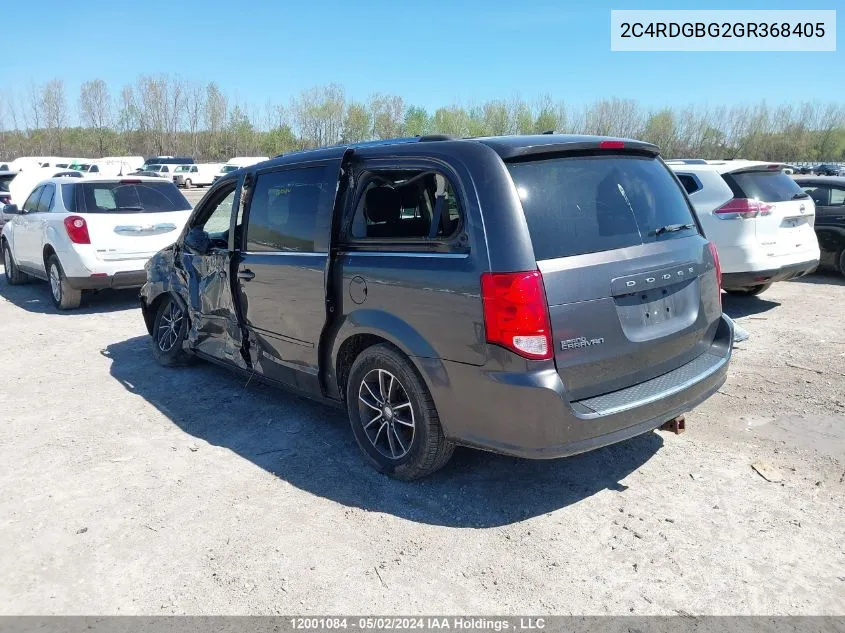 2016 Dodge Grand Caravan Se/Sxt VIN: 2C4RDGBG2GR368405 Lot: 12001084