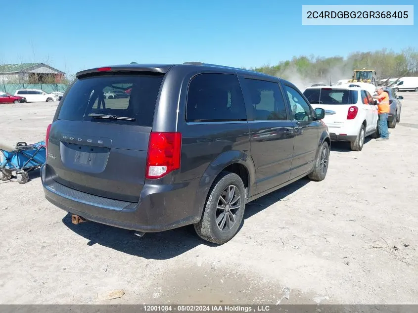 2016 Dodge Grand Caravan Se/Sxt VIN: 2C4RDGBG2GR368405 Lot: 12001084