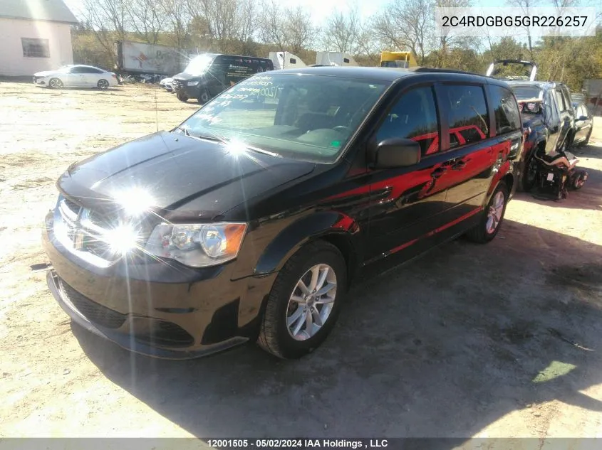 2016 Dodge Grand Caravan Se VIN: 2C4RDGBG5GR226257 Lot: 12001505