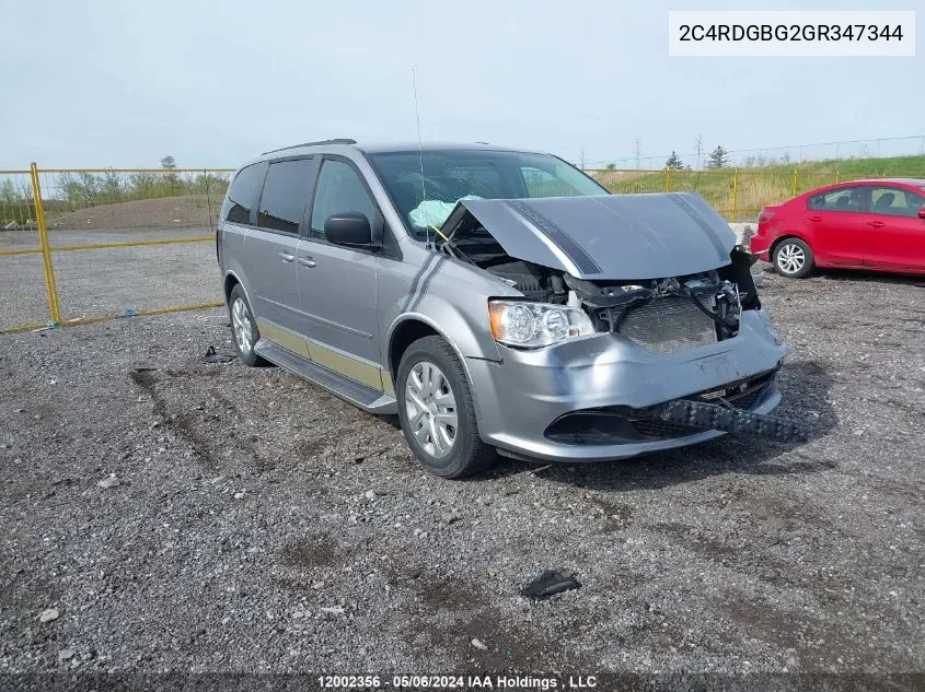 2C4RDGBG2GR347344 2016 Dodge Grand Caravan Se