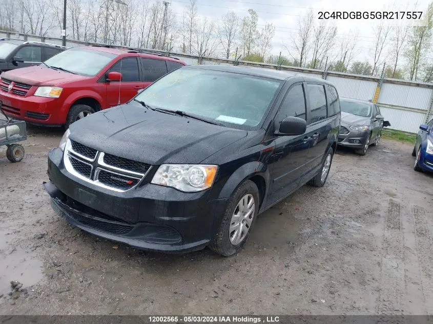 2016 Dodge Grand Caravan Se/Sxt VIN: 2C4RDGBG5GR217557 Lot: 12002565