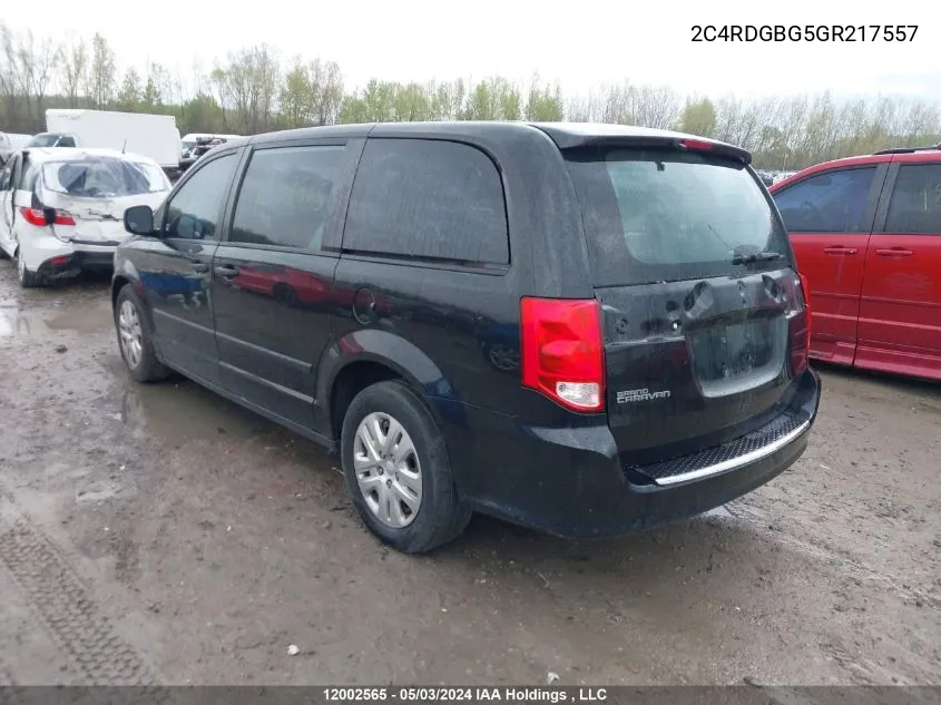 2C4RDGBG5GR217557 2016 Dodge Grand Caravan Se/Sxt