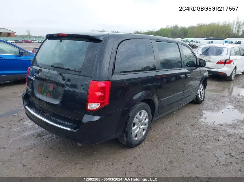 2C4RDGBG5GR217557 2016 Dodge Grand Caravan Se/Sxt