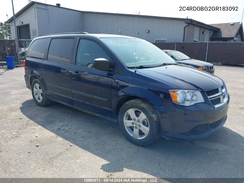 2C4RDGBG2GR183092 2016 Dodge Grand Caravan