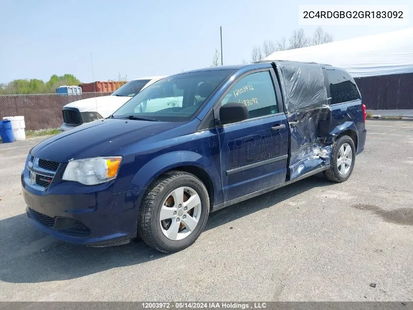 2C4RDGBG2GR183092 2016 Dodge Grand Caravan