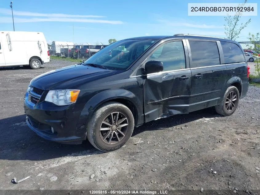 2C4RDGBG7GR192984 2016 Dodge Grand Caravan Se/Sxt