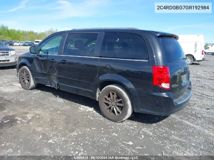 2C4RDGBG7GR192984 2016 Dodge Grand Caravan Se/Sxt