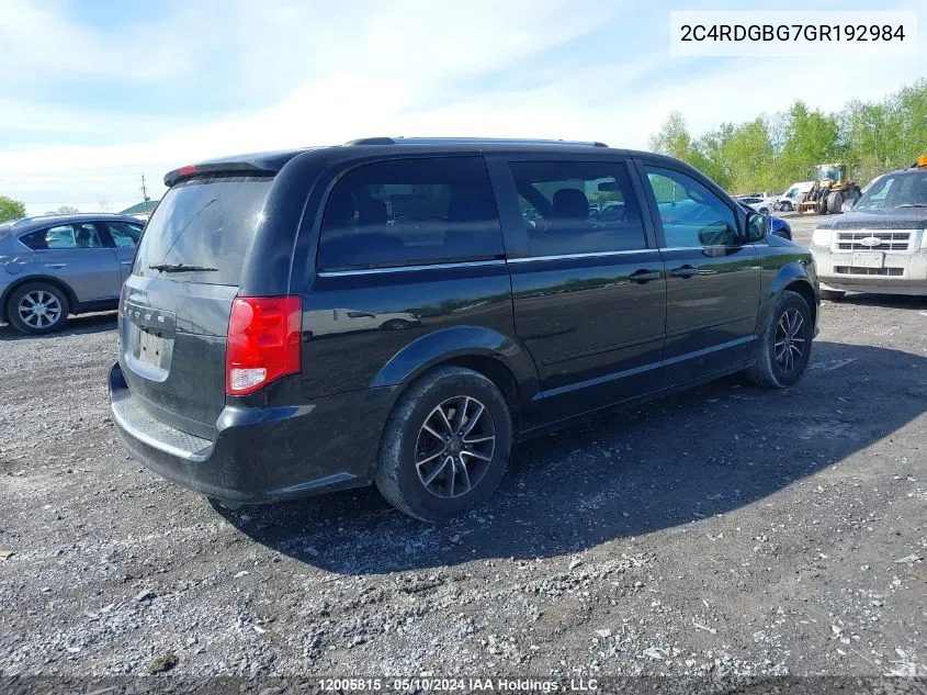 2C4RDGBG7GR192984 2016 Dodge Grand Caravan Se/Sxt