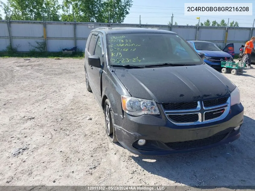 2C4RDGBG8GR216208 2016 Dodge Grand Caravan Se