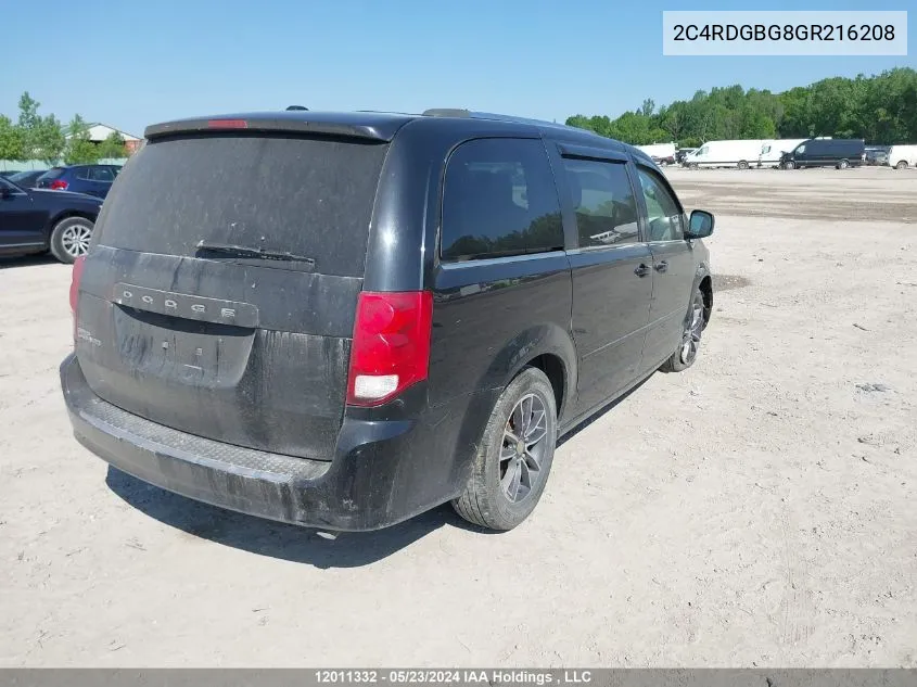 2C4RDGBG8GR216208 2016 Dodge Grand Caravan Se