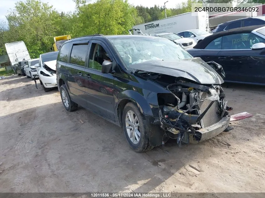 2C4RDGBG7GR346092 2016 Dodge Grand Caravan Se/Sxt