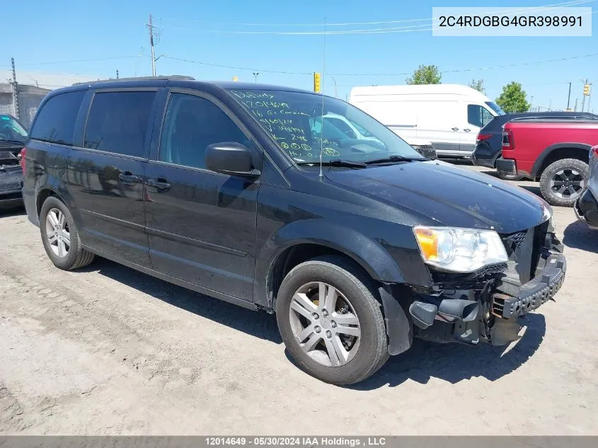 2016 Dodge Grand Caravan Se/Sxt VIN: 2C4RDGBG4GR398991 Lot: 12014649