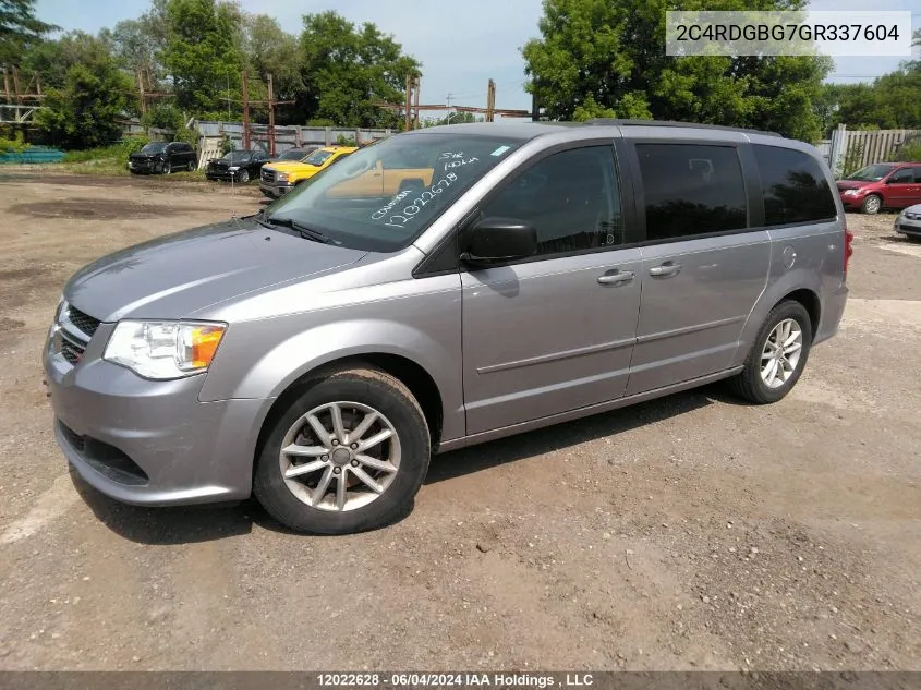 2016 Dodge Grand Caravan Se VIN: 2C4RDGBG7GR337604 Lot: 12022628