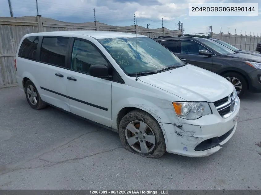 2016 Dodge Grand Caravan Se VIN: 2C4RDGBG0GR390144 Lot: 12067381