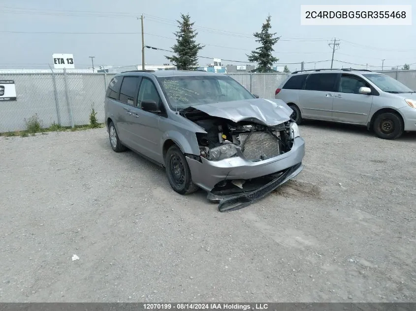 2016 Dodge Grand Caravan Se VIN: 2C4RDGBG5GR355468 Lot: 12070199