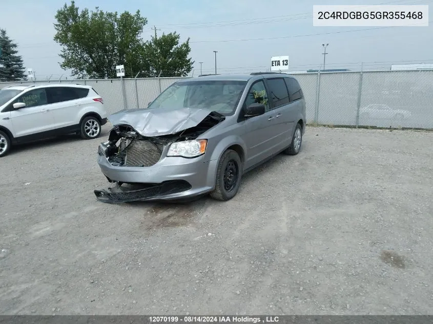 2016 Dodge Grand Caravan Se VIN: 2C4RDGBG5GR355468 Lot: 12070199