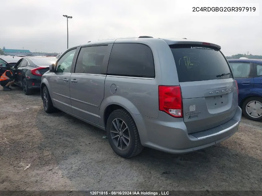 2016 Dodge Grand Caravan Se/Sxt VIN: 2C4RDGBG2GR397919 Lot: 12071815