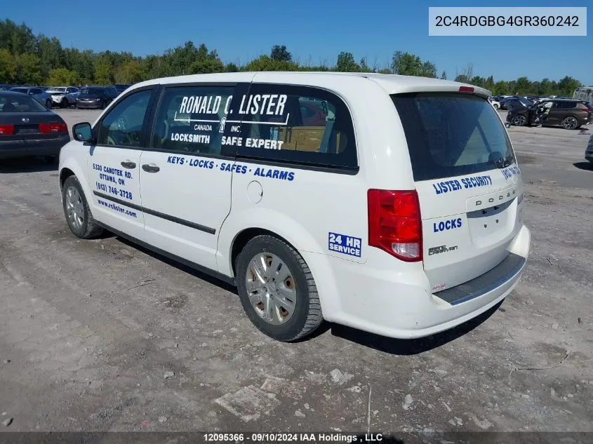 2C4RDGBG4GR360242 2016 Dodge Grand Caravan Se/Sxt