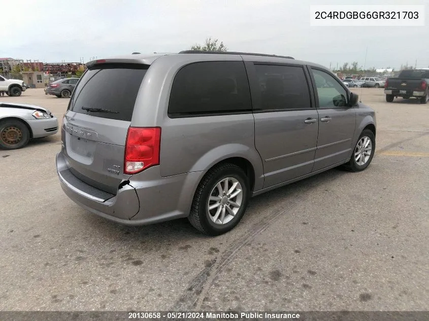 2016 Dodge Grand Caravan Sxt VIN: 2C4RDGBG6GR321703 Lot: 20130658