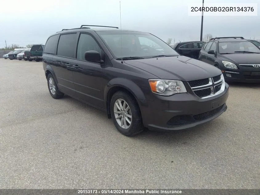 2016 Dodge Grand Caravan Sxt VIN: 2C4RDGBG2GR134376 Lot: 20153173