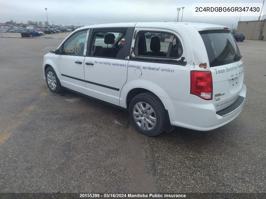 2C4RDGBG6GR347430 2016 Dodge Grand Caravan Se