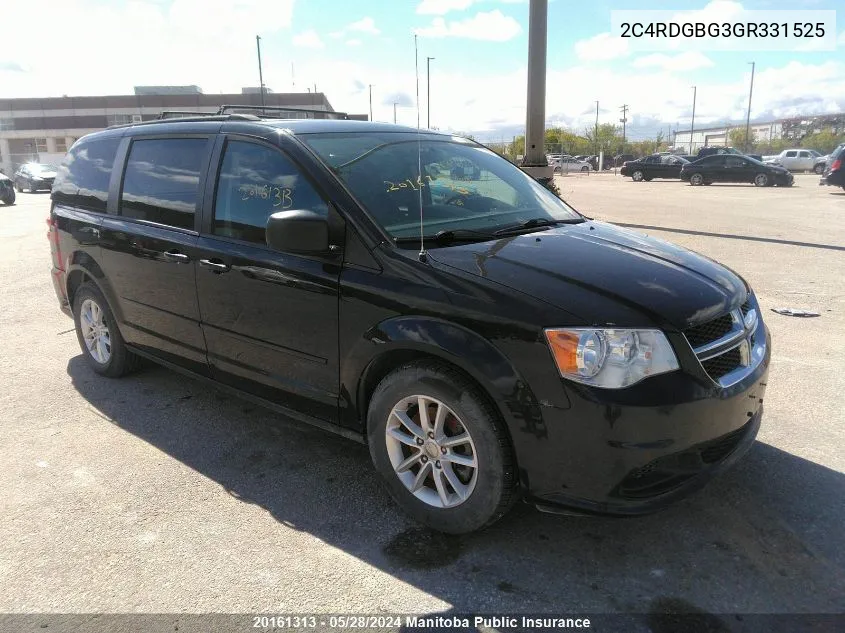 2016 Dodge Grand Caravan Sxt VIN: 2C4RDGBG3GR331525 Lot: 20161313