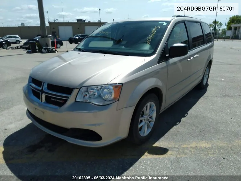 2016 Dodge Grand Caravan Sxt VIN: 2C4RDGBG7GR160701 Lot: 20162895