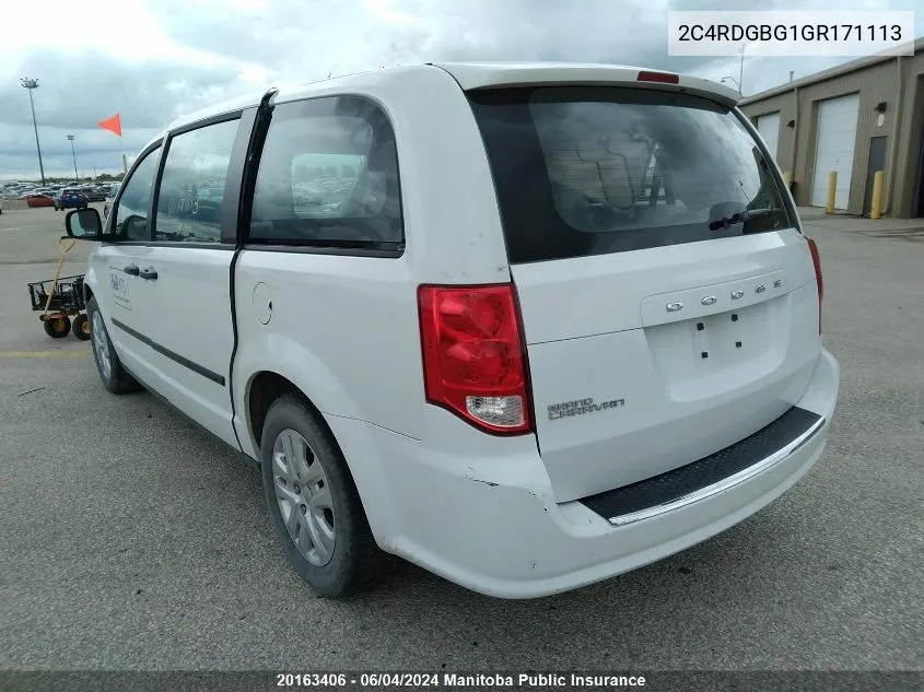 2C4RDGBG1GR171113 2016 Dodge Grand Caravan Sxt