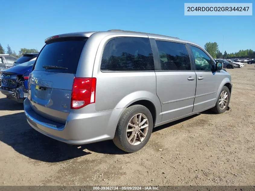 2016 Dodge Grand Caravan Sxt VIN: 2C4RDGCG2GR344247 Lot: 39362734