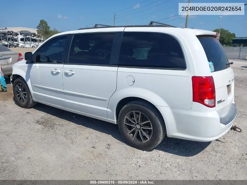 2016 Dodge Grand Caravan R/T VIN: 2C4RDGEG2GR242654 Lot: 39400318