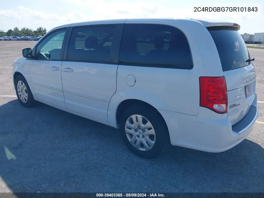 2016 Dodge Grand Caravan Se VIN: 2C4RDGBG7GR101843 Lot: 39403365