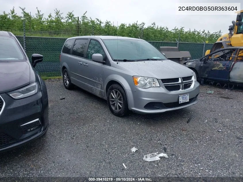 2016 Dodge Grand Caravan Se Plus VIN: 2C4RDGBG5GR363604 Lot: 39410219