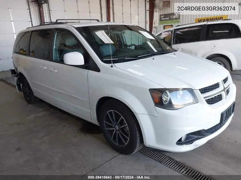 2016 Dodge Grand Caravan R/T VIN: 2C4RDGEG3GR362074 Lot: 39418643