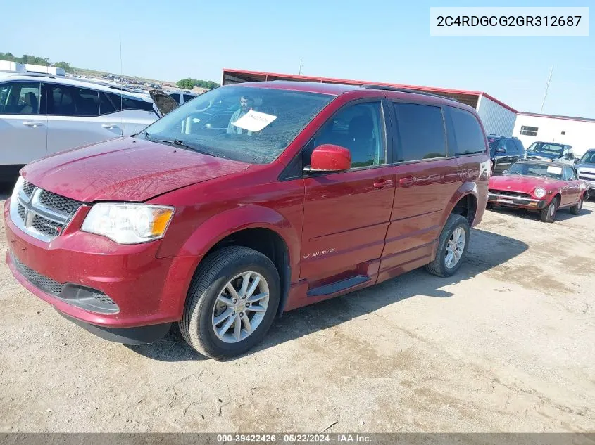 2C4RDGCG2GR312687 2016 Dodge Grand Caravan Sxt