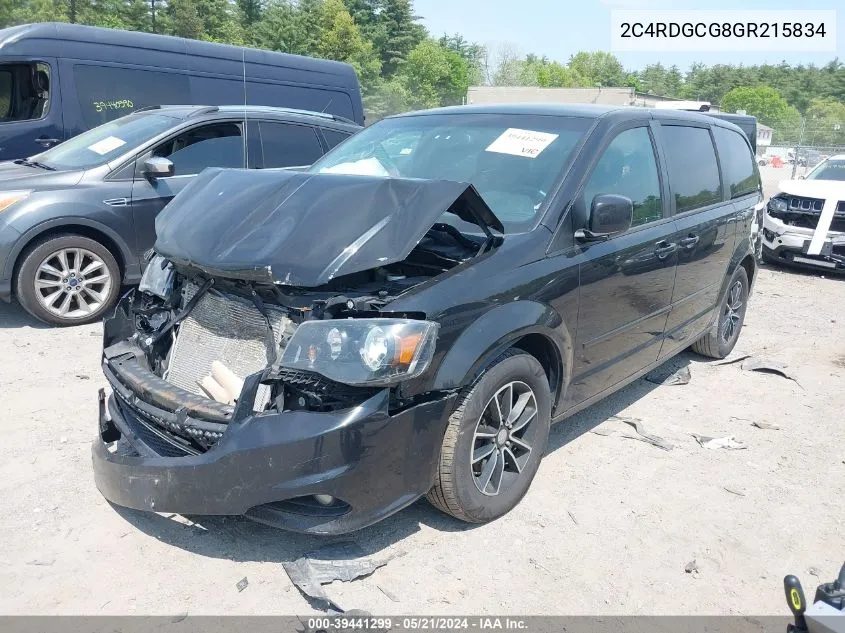 2016 Dodge Grand Caravan Sxt VIN: 2C4RDGCG8GR215834 Lot: 39441299