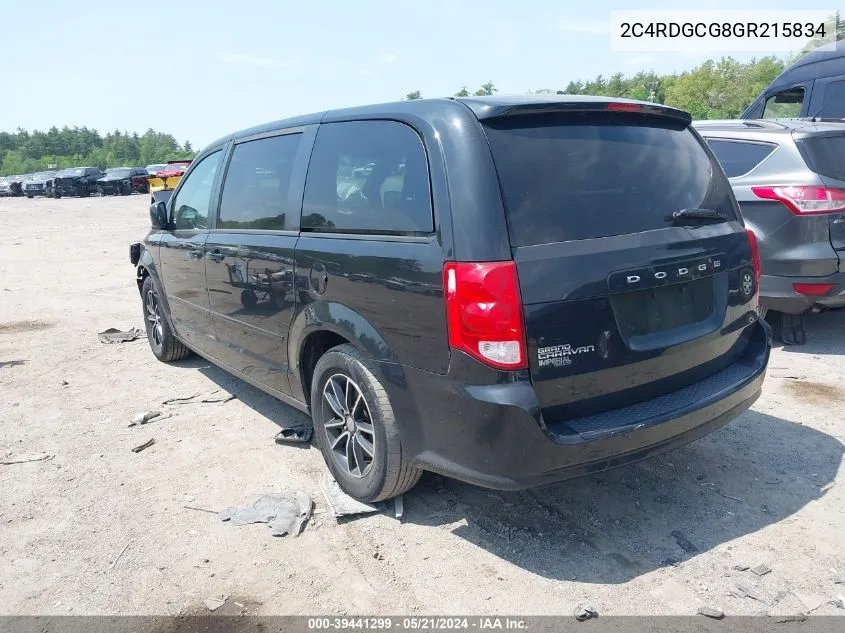 2C4RDGCG8GR215834 2016 Dodge Grand Caravan Sxt