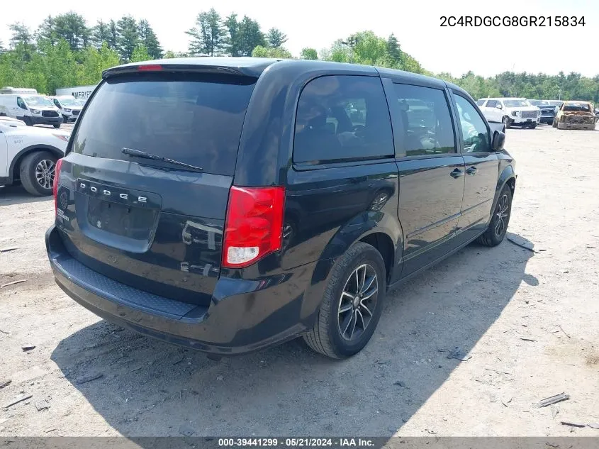 2C4RDGCG8GR215834 2016 Dodge Grand Caravan Sxt