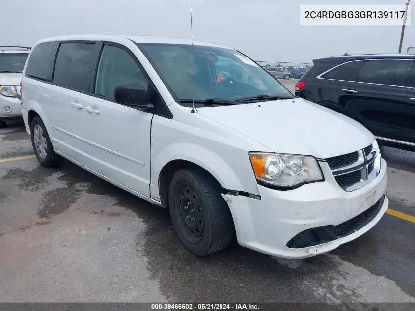 2C4RDGBG3GR139117 2016 Dodge Grand Caravan Se