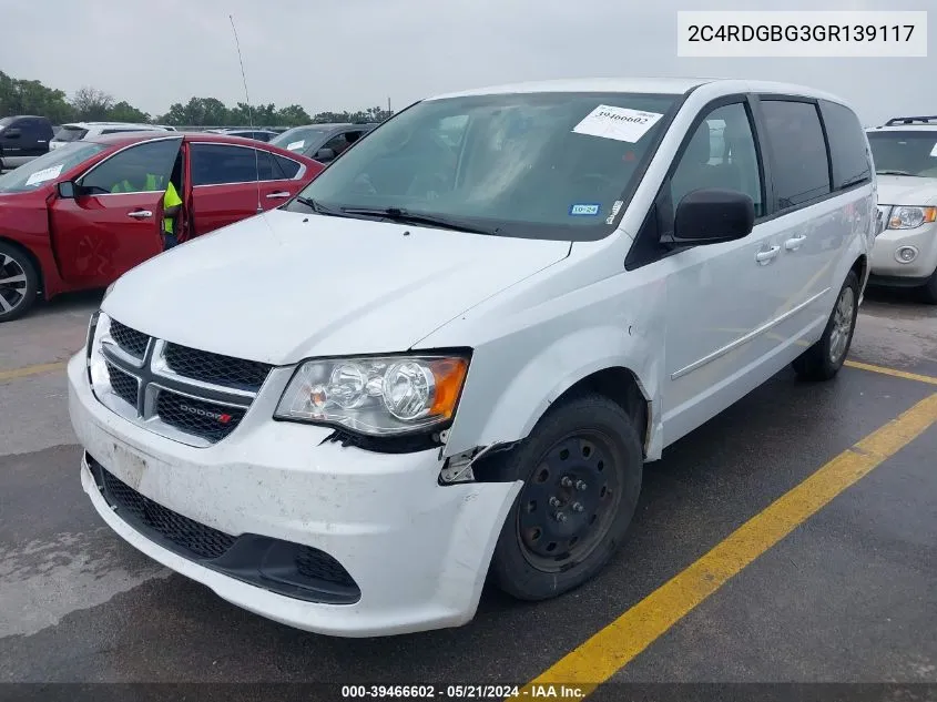 2016 Dodge Grand Caravan Se VIN: 2C4RDGBG3GR139117 Lot: 39466602