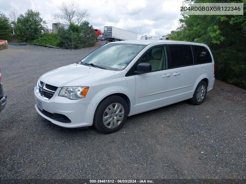 2016 Dodge Grand Caravan Se VIN: 2C4RDGBGXGR122346 Lot: 39481512