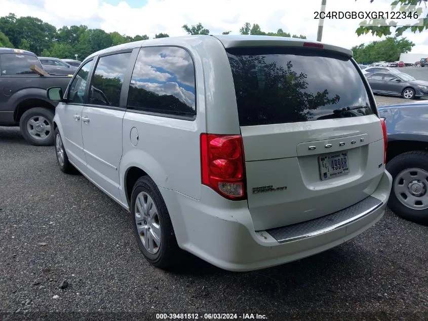 2C4RDGBGXGR122346 2016 Dodge Grand Caravan Se