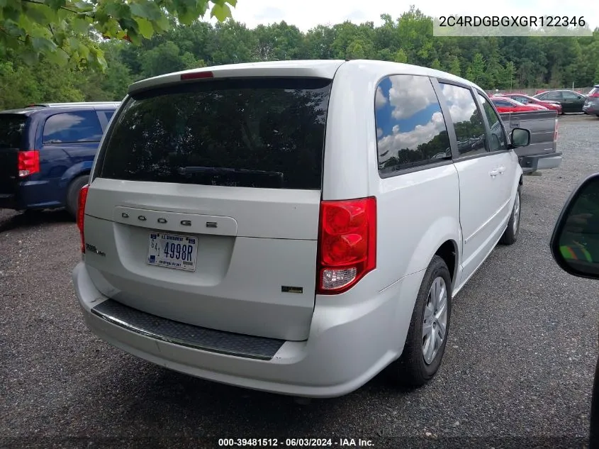 2C4RDGBGXGR122346 2016 Dodge Grand Caravan Se