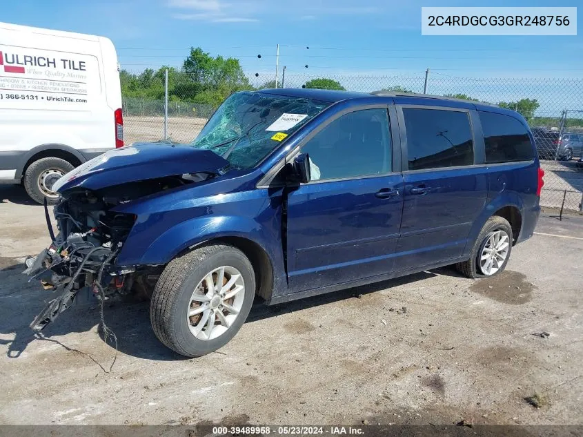 2016 Dodge Grand Caravan Sxt VIN: 2C4RDGCG3GR248756 Lot: 39489958